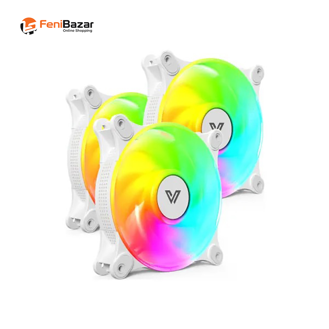 VALUE-TOP CR10-W1232ARGB WHITE COLOR 12CM 3PCS ARGB FAN KIT WITH 10-PORT CONTROL HUB