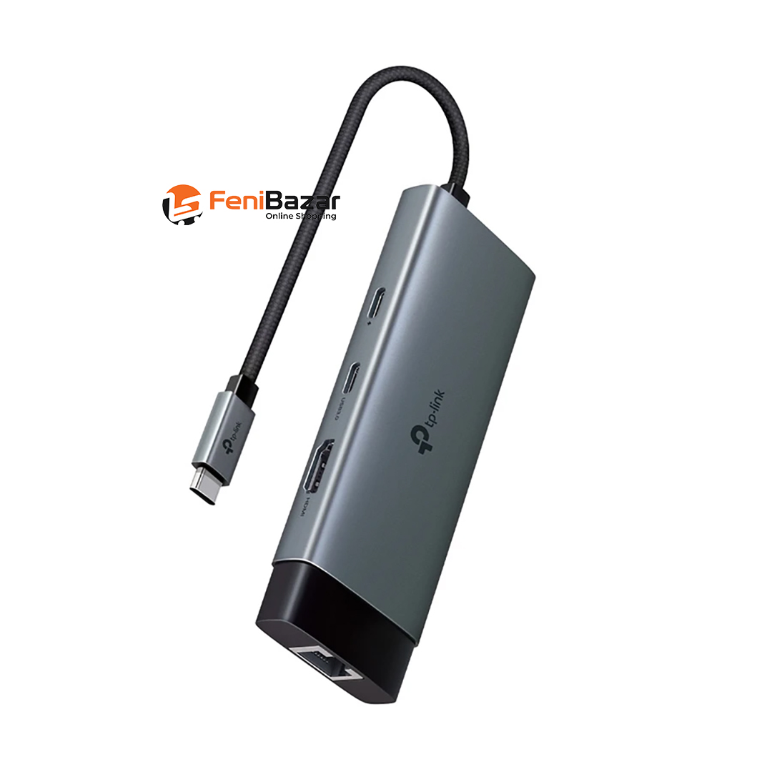 TP-Link UH6120C V1 Type-C Male to Dual USB, Dual USB Type-C, HDMI & Lan Female Gray Converter